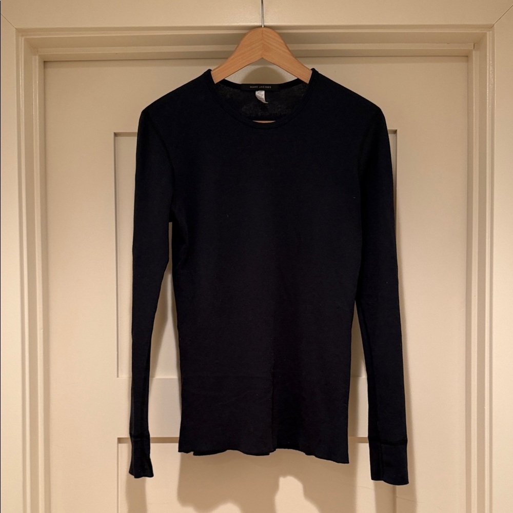 Vintage Marc Jacobs Black Long Sleeve Tee Mens M Made in USA Minimalist - Picture 5 of 6